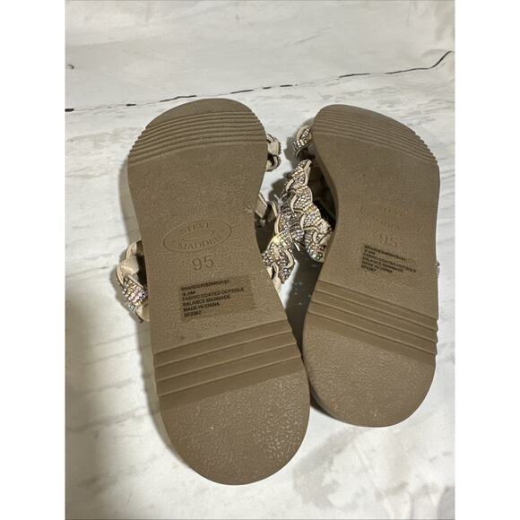 Steve Madden Sandal in Tan and gold with 2 Blingy Straps Size 9.5 - Picture 3 of 7